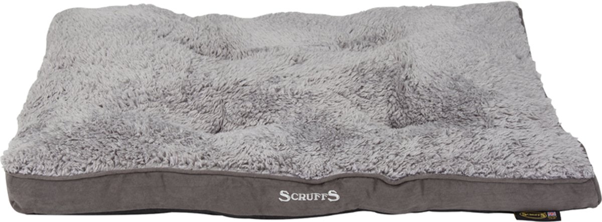 Scruffs Cosy - Comfortabel hondenkussen in 4 kleuren - Met imitatie suède buitenvoering en superzachte binnenvoering - 100 x 70 cm - Grijs - 82 x 58 cm