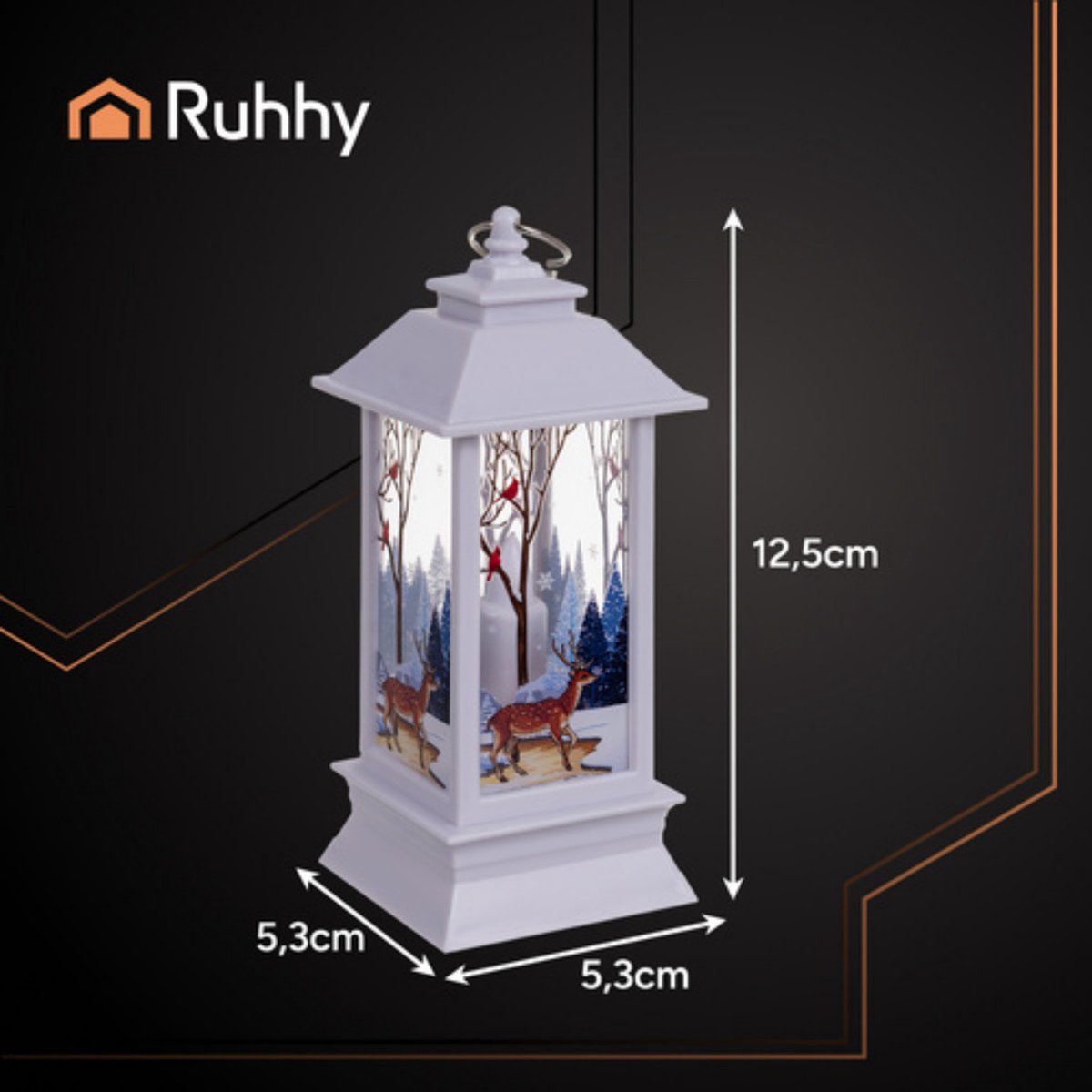 Ruhhy Kerstlantaarn - 2x - wit - 12 x 5 cm - kunststof - LED licht - lantaarn - kerst - kerstlicht – foto 7