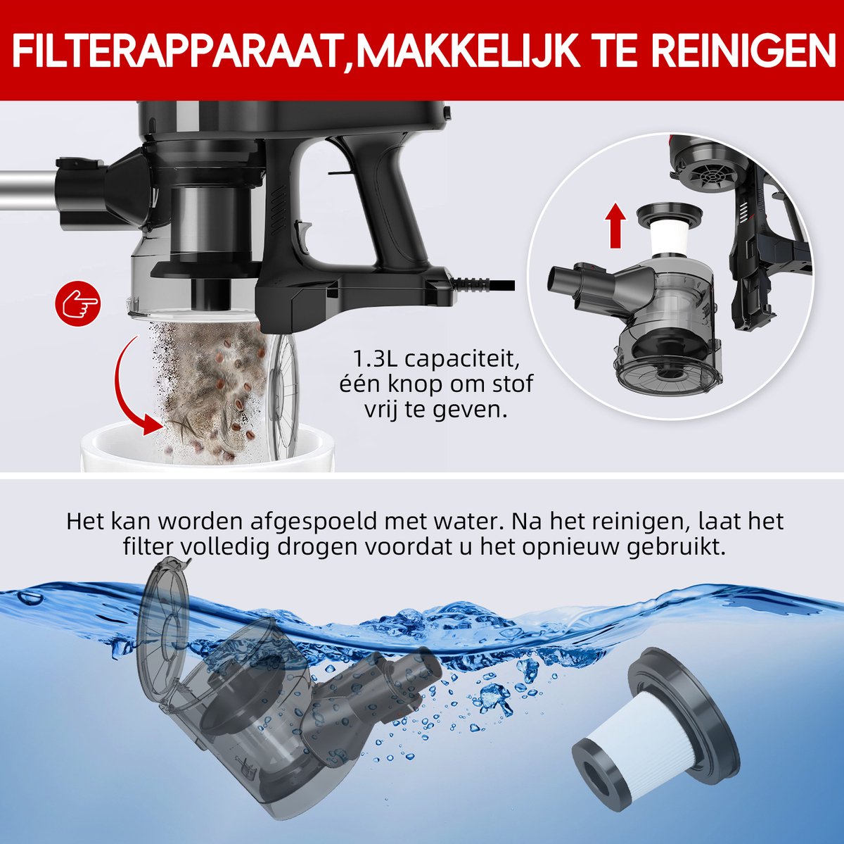 Elekiatech Steelstofzuiger 25000Pa met - afbeelding 2