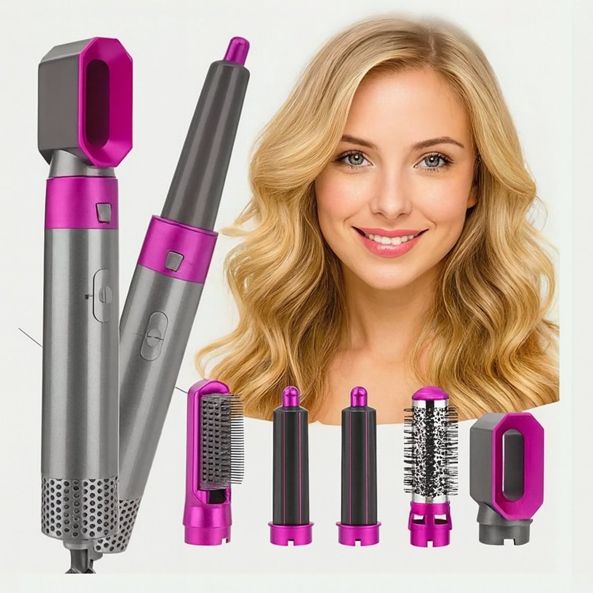 föhnborstel - krultang 5 in 1 - Haarstyler - afneembare kop - föhnborstel - €36,23