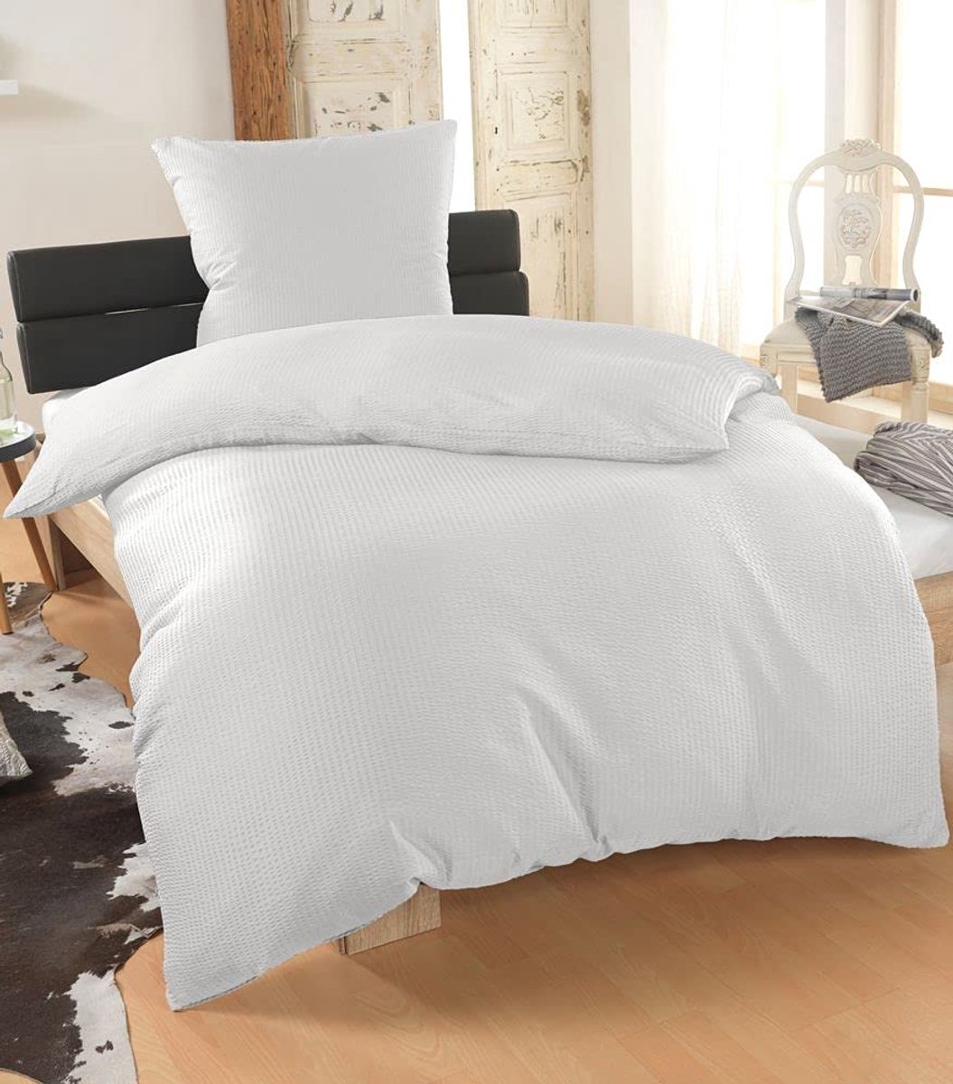 Unyqoos Zacht en verkoelend Seersucker beddengoed voor een comfortabele zomernacht wit