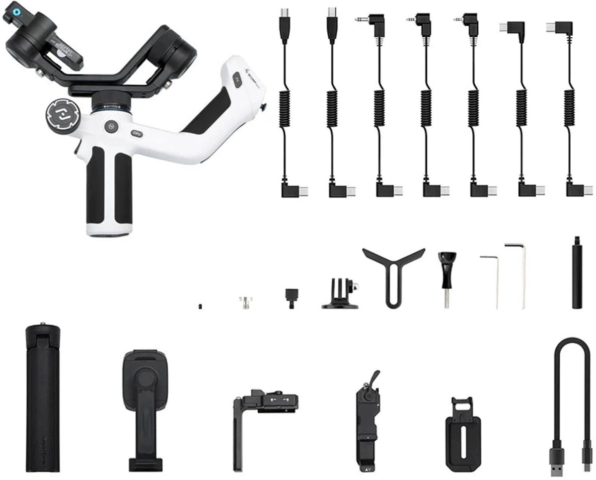 Gimbal Smartphone - Stabilisator voor Smartphone & Camera - Gimbal voor Smartphone & Camera - 3-Axis - Handheld spiegelloos - met AI-tracker Magnetic Fill - 360° - Kantelhoek +170°~-45° - Zwart/Wit