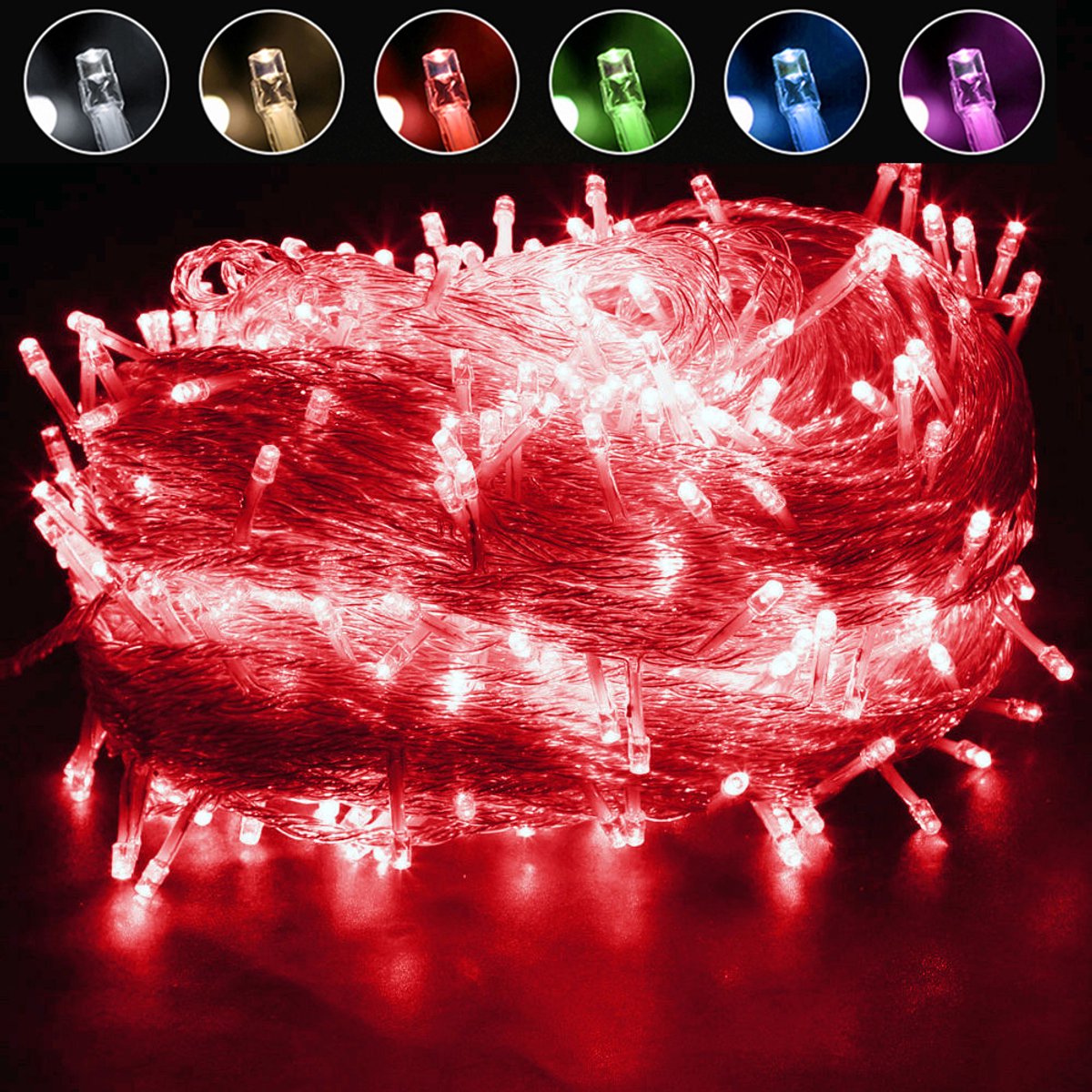 MUPOO Lichtsnoer Buiten en Binnen - IP44 100M 1000LEDs Rood licht -Fairy Light-8 Modes -fairy light- Kerstverlichting-Voor Buiten-Tuin-Schutting