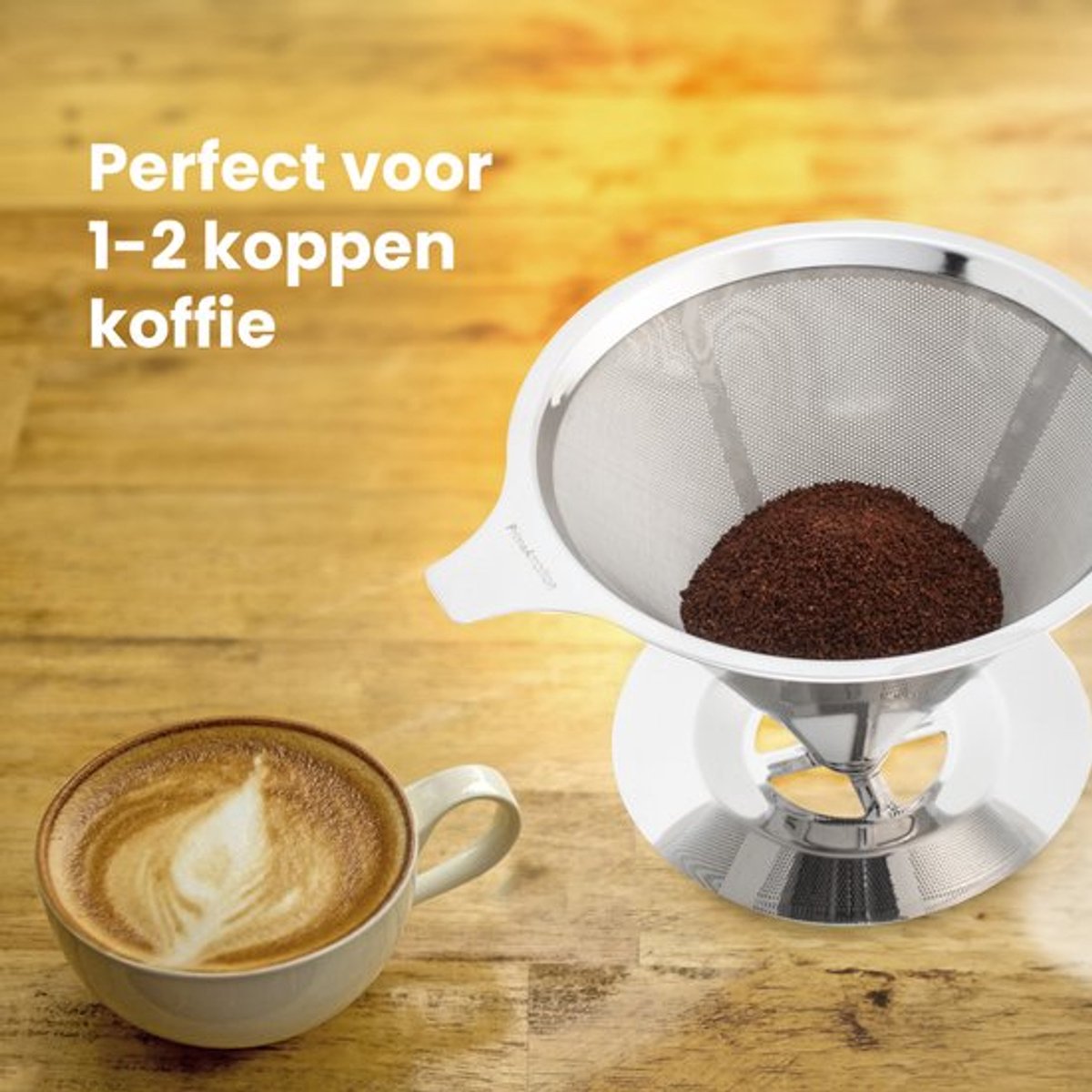 RVS Koffiefilter - Herbruikbaar - Koffiefilterhouder - Pour Over Koffie - Herbruikbare - Koffiefilter - RVS - Koffiefilter Houder - Barista - Filterkoffie Pour Over - Reizen - Koffiefilterhouder - Camping - Travel - RVS Gaas - koffiefilter van roes — cadeau in Kookcadeaus - foto 3