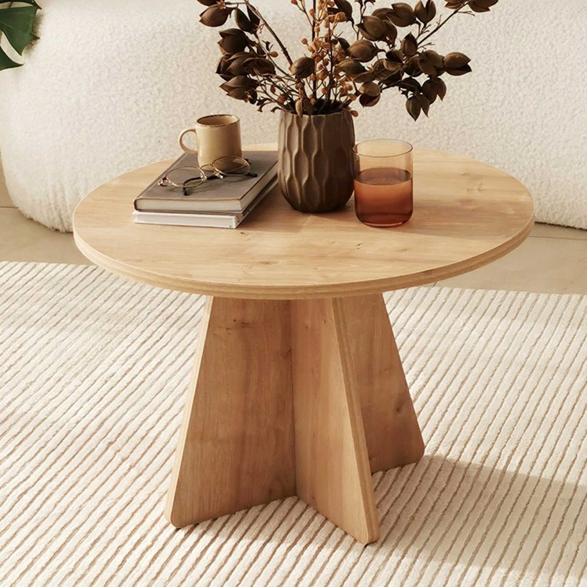 Mushroom Salontafel | 100% MELAMINE | Saffier Eiken - Asir Group - Ronde salontafels - Bruin - Spaanplaat - Ronde salontafels -