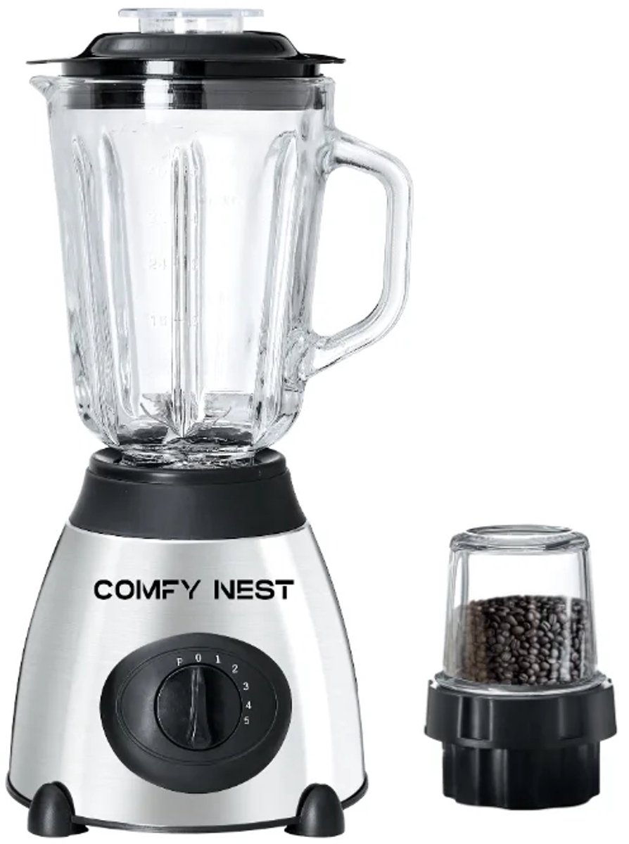 Comfy Nest CN-BLG15P: 2-in-1 Glass Blender and Grinder - 5 Speed + Pulse Function