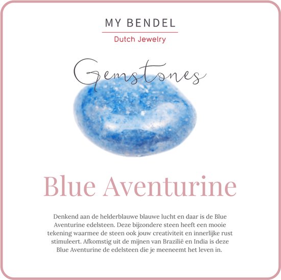 My Bendel - Bague en or avec une grosse pierre précieuse d'aventurine bleue - Bague en or spéciale formée dans un hexagone avec une pierre précieuse d'aventurine bleue - Avec coffret cadeau de luxe