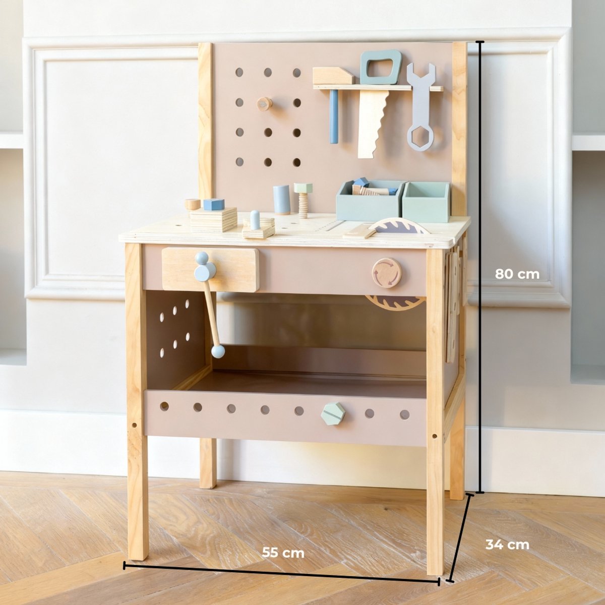 Babiem® Thomas - Werkbank Speelgoed - Incl. Gereedschap - Speelgoed - Gereedschap Speelgoed - Kindergereedschap - kinder werkbank - 55x34x80 cm - Hout — afbeelding 7