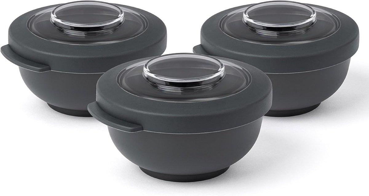 Amuse Tylla Charcoal Snackbox set - 3x200ml - Perfect Afsluitbare Snackdoosjes - Vershouddoos - Fruitbakjes Voor onderweg - BPA-vrije Bewaarbakjes - Zwart