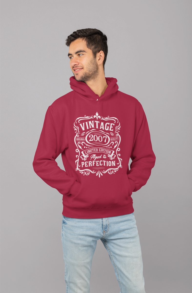 2007 Jaar Rood Hodie - Maat XXL - Vintage Aged To Perfection - Verjaardagscadeau - Limited Edition