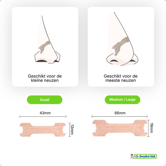 Dr. Breathe Well ™ - 90 Neusstrips tegen snurken - Anti Snurk Pleisters - Neuspleisters - Maat 66mm medium/large - Sterke kleefstof - Eenvoudig te verwijderen - Simply the right choice!