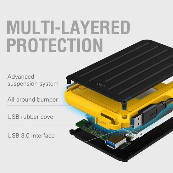Silicon Power - Armor A66 - Portable USB 3.2 - Externe Harde Schijf - 5TB - Geel van Silicon Power — afbeelding 5