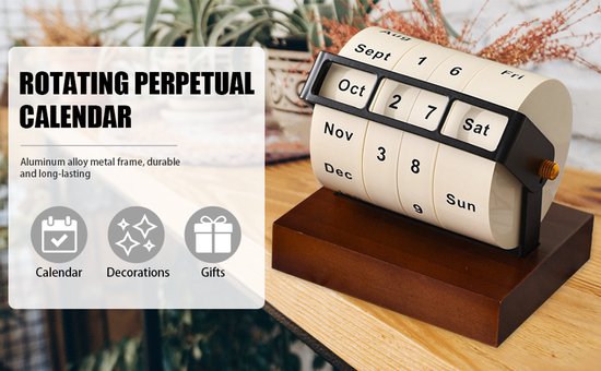 Houten Kalender, Houten Eeuwigdurende Datum Bureaukalender Handmatige Verandering Kalender Retro Houten Blok Kalender Voor Desktop Home Decor