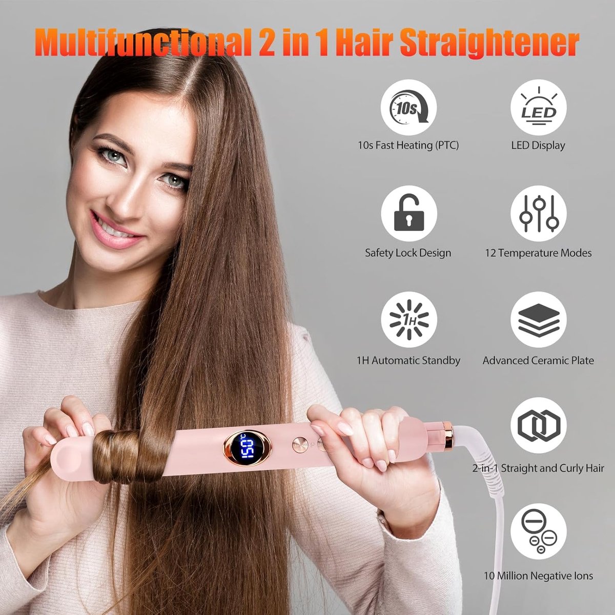 BeltAvenue Stijltang en Krultang 2 in 1 met Led-display - afbeelding 2