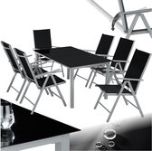 Ensemble de jardin TecTake 6 + 1, structure en aluminium 6 chaises et 1 table - gris clair - 402167