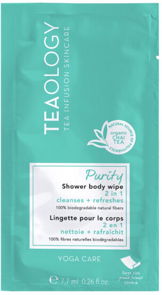 Teaology Yoga Line Shower Body Wipe – Verfrissend Reinigingsdoekje voor Lichaam – Ideaal na Sport, Reizen of On-the-Go – Milde & Effectieve Reiniging zonder Water – Vegan & Clean Beauty – Frisheid Altijd Bij de Hand
