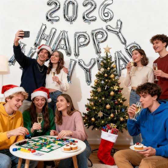 Silvester Deko 2026 – Set Stoviglie Capodanno 81 Pezzi – Piatti, Bicchieri, Tovaglia E Posate In Oro E Nero – Happy New Year