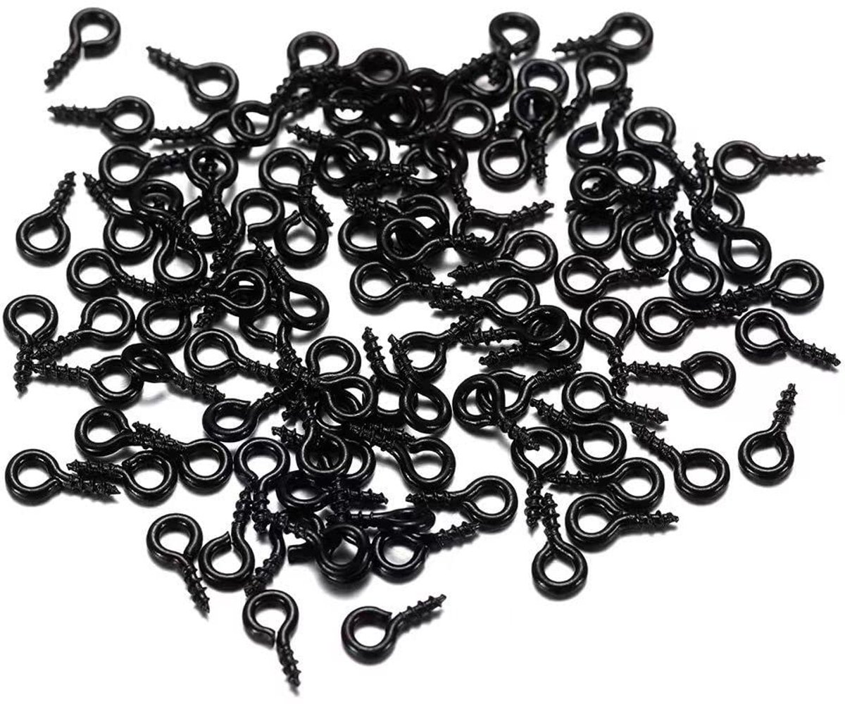 200 stuks lakschapen oogschroeven,schroefogen,oogschroef,kleine oognaalden,ringschroef voor doe-het-zelf kunst,handwerk,sieraden,kleine sieraden,ambachtelijke projecten,5 x 10 mm,zwart