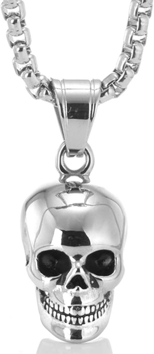 Herenketting RVS met Doodshoofd Hanger - 60 cm Zilveren Hip Hop Halsketting