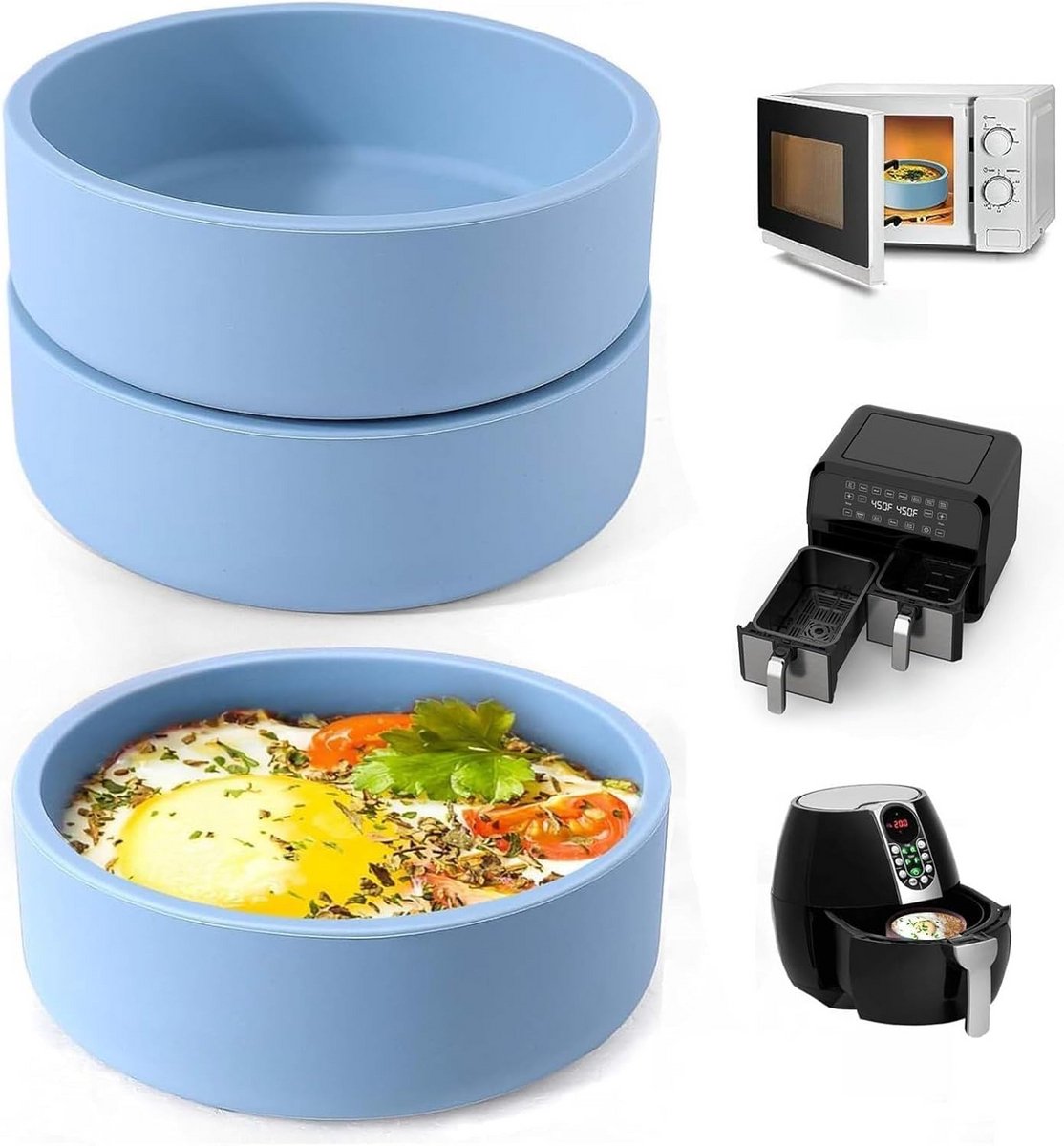 3 Stuks Siliconen Eivormen voor Airfryer en Magnetron