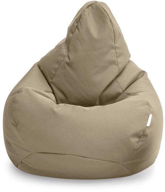 Eenvoudige beige XL zitzak met een minimalistisch ontwerp.