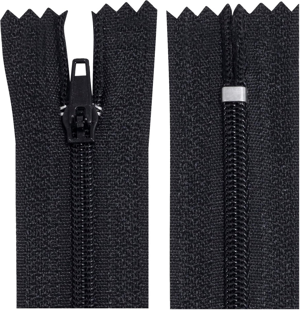 10 Zwarte Spiraalritssluitingen Nr. 3 Niet Deelbaar 30 cm Nylon met Metalen Schuiver