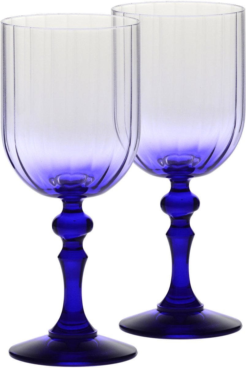 Krosno Wijnglazen met kleurverloop voor rode en witte wijn, mocktails, water met gekleurde steel - 300 ml set 2 stuks – loodvrij kristalglas – met de hand beschilderd – collectie Celebration Moments
