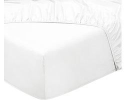 DoubleDry Hoeslaken 100% Natuurlijk Katoen - Tweepersoons 160x200 cm - Zacht & Ademend - Rondom Elastiek - Wit