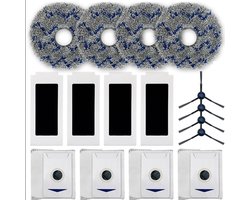 Reserveonderdelen geschikt voor ECOVACS DEEBOT T30 Omni/T30 PRO Omni – 17-delige accessoire set geschikt voor robotstofzuigers, inclusief 4 HEPA-filters, 4 dweilen, 4 zijborstels en 4 stofzakken.