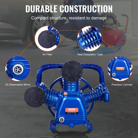 VEVOR Compressorunit Zuigercompressor Luchtcompressor 10 Pk Drie Cilinders — afbeelding 4