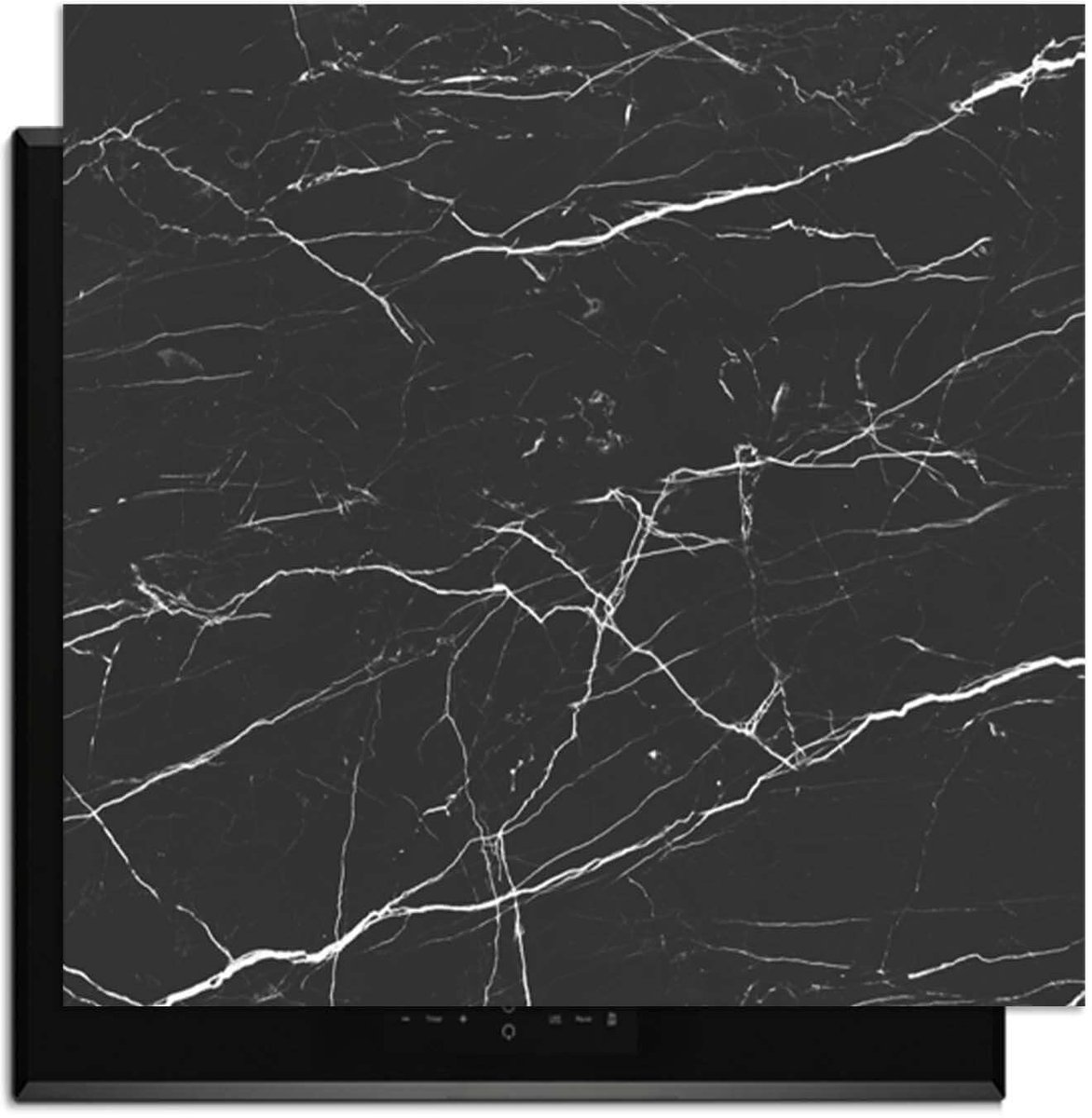 KitchenArt - Obsidian Marble - Inductie Beschermer - 62x52 cm - Kookplaat Beschermer - Luxe Afdekplaat Inductieplaat - Anti-slip & Oprolbaar - Beschermmat Inductiekookplaat