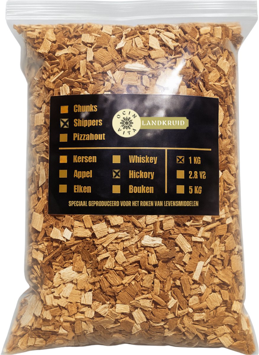 BBQ Rookhout Houtsnippers Hickory 2,5 kg - Krachtige BBQ Smaak voor Smoker & Grill - Ocin Vita