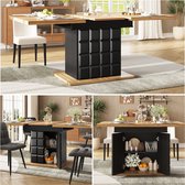 Uitschuifbare eettafel 110-140x80x75cm - keukentafel - geschikt voor keuken en woonkamer - tafelblad met ruitpatroon