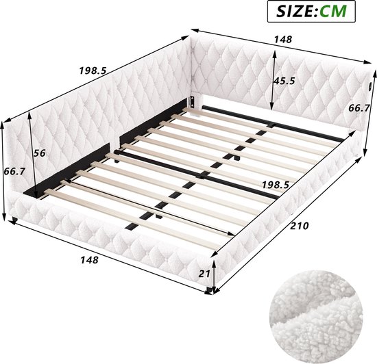 Slaapbank 140x200 » Ruim oppervlak voor 2 pers