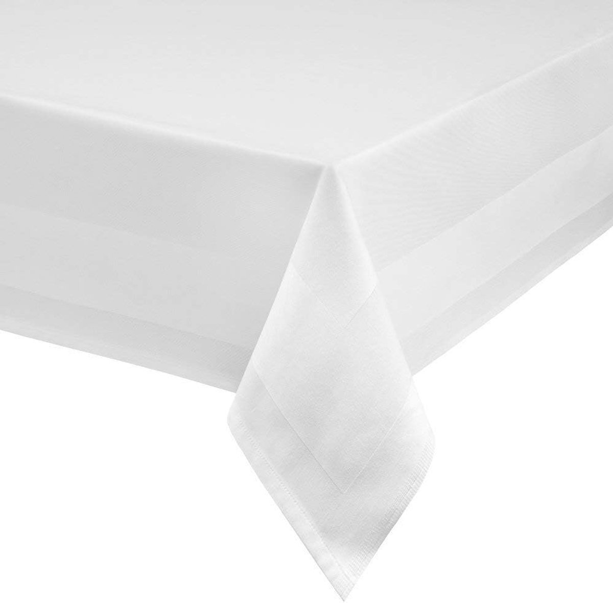 Stunq® Damast tafelloper 40 x 130 cm wit atlasrand wasbaar op 95 °C 100% katoen hoogwaardige getwijnde kwaliteit