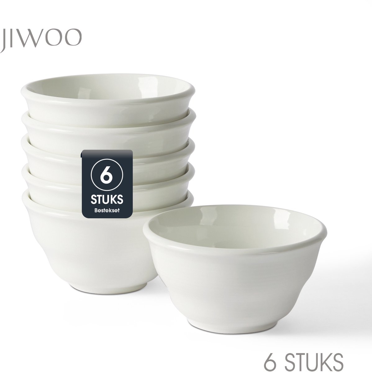 Set van 6 Kommen (Ø11,7cm / 380ml) Ontbijtkommen, Mueslikom, Soepkom, serviesset 6 persoons, Geschikt voor Restaurants, Horeca, Familiefeesten, Feest, Banketten en Picknicks, Magnetron-vaatwasserbestendig, Porselein