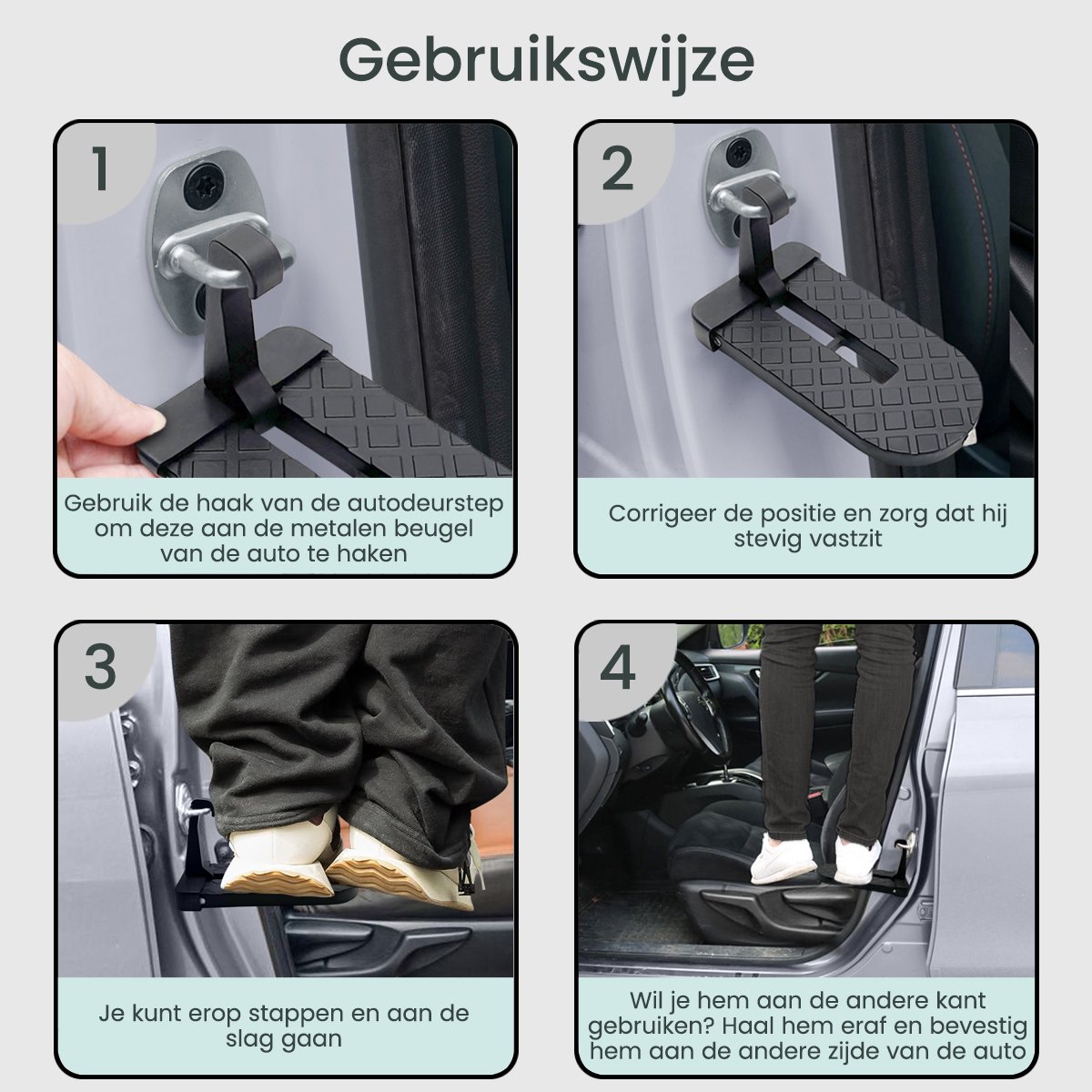 Purepeak Dakkoffer Opstap Auto met Veiligheidshamer - Max. 100 kg - Universeel - Antislip & Antikras – foto 2