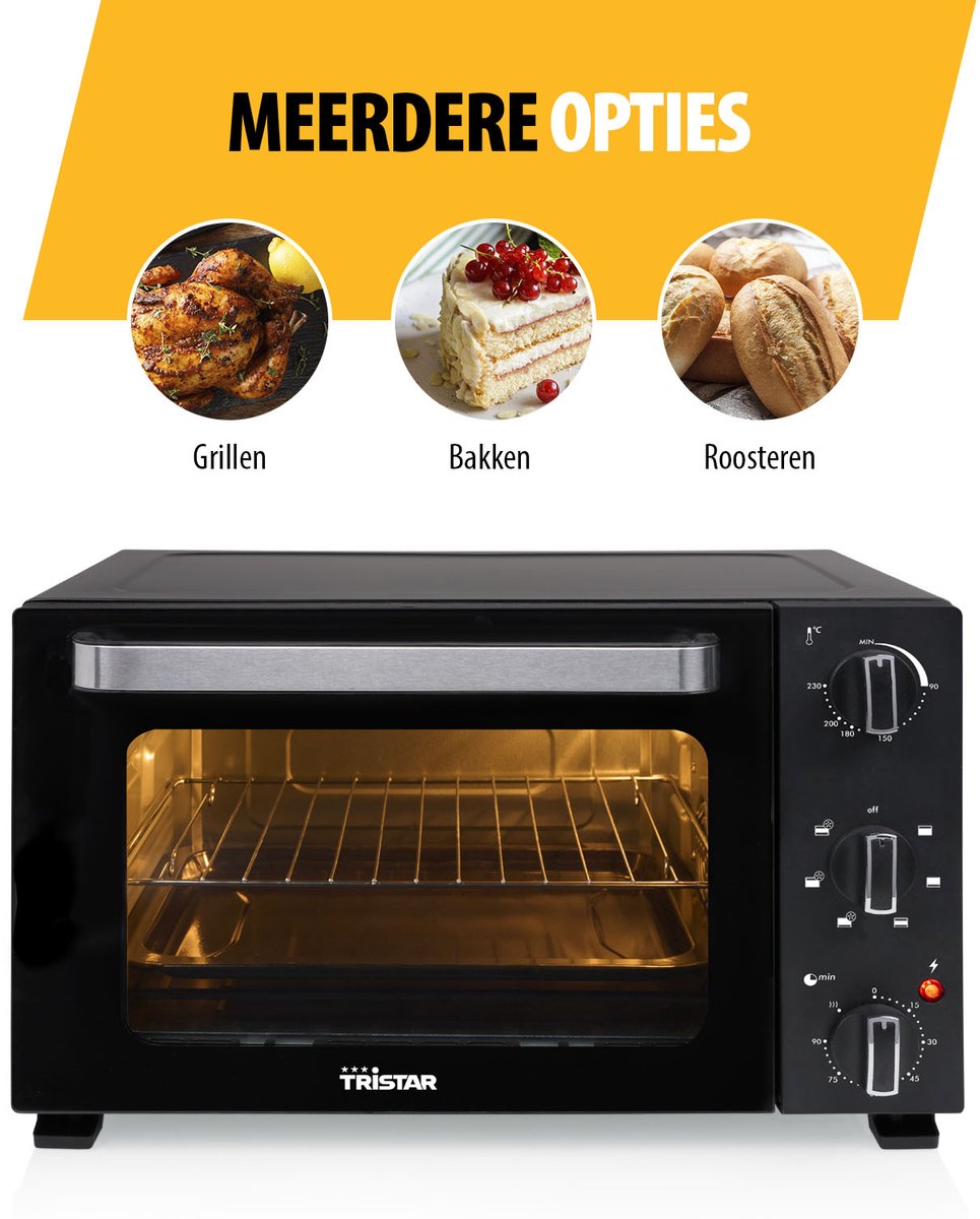 Tristar OV-3627 - Oven 1500 W - 27 Liter - Camping Vrijstaande Oven - Zwart – foto 2