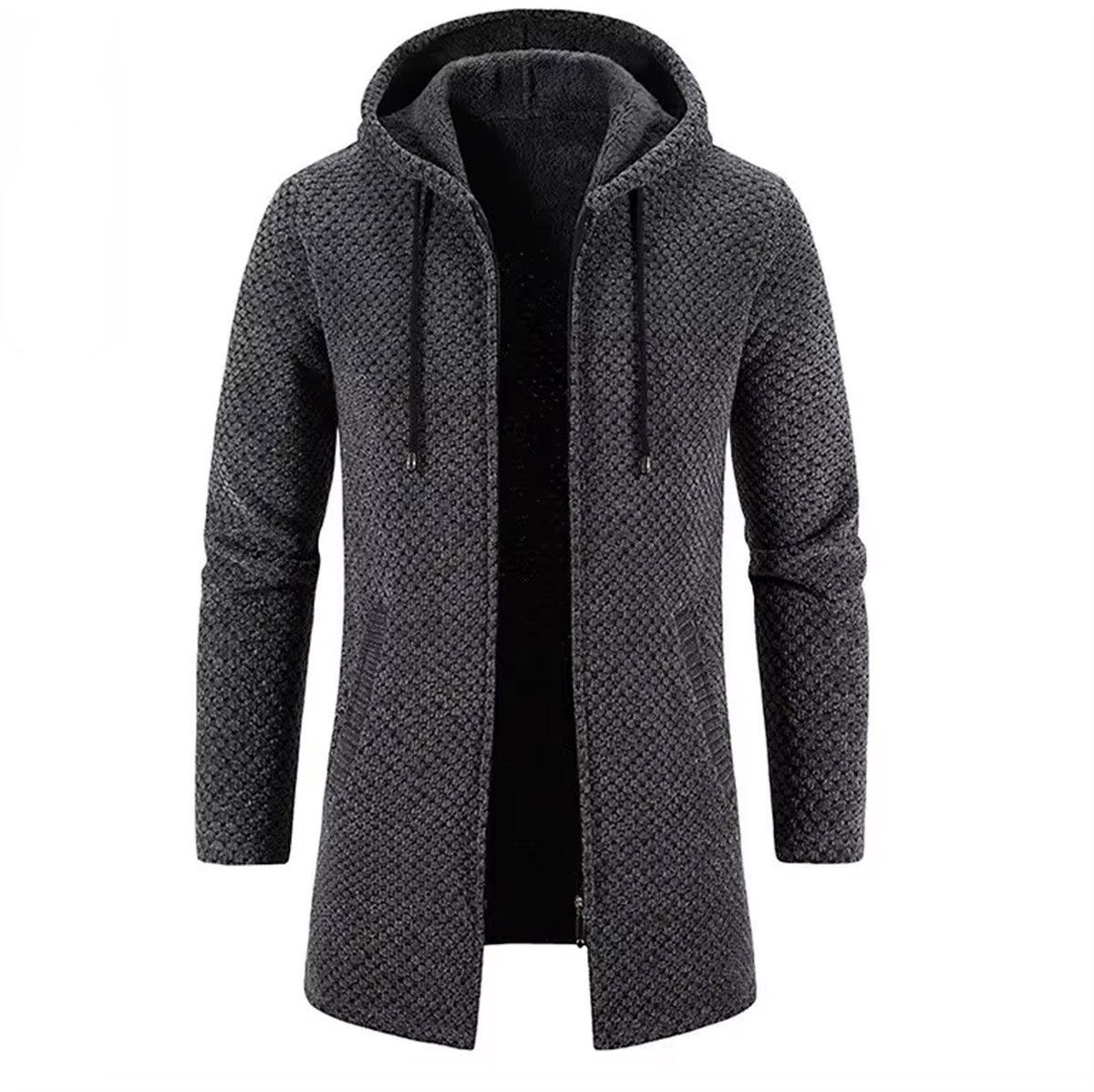 Extra Lang Vest met Capuchon - Rits - Trui - Grijs - Mannen - Mode