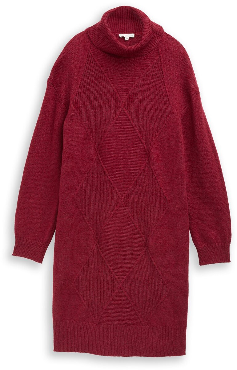 Tom Tailor - Losvallende gebreide jurk - Maat 38 - rumba red melange