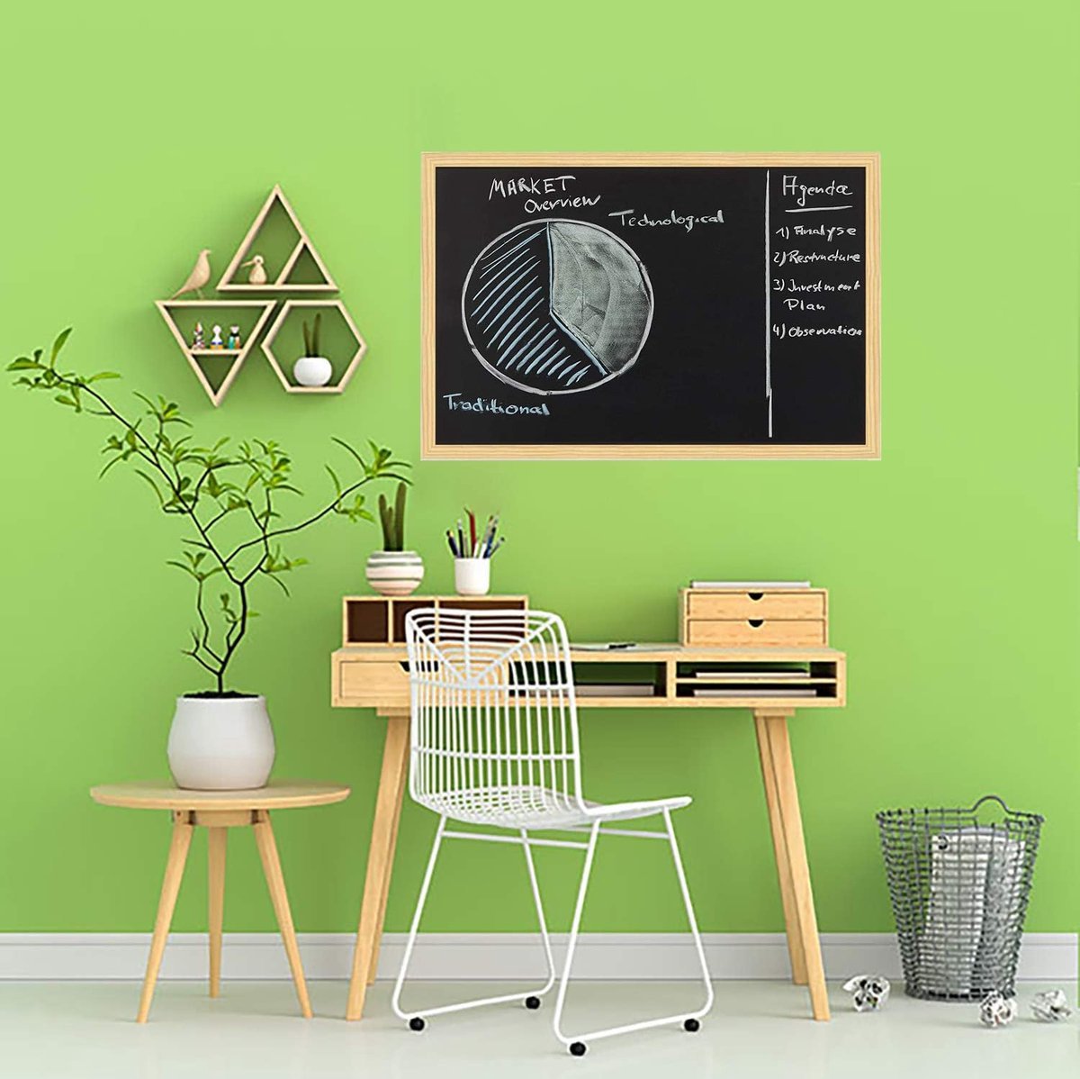 Stunq® Handige Krijtbord Met Houten Lijst Voor School, Thuis En Kantoor - 40 x 30 cm