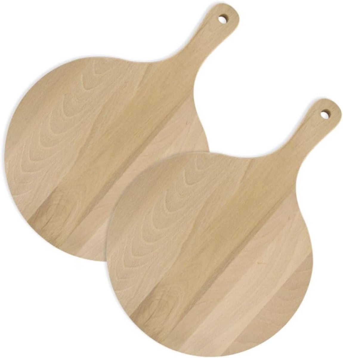 Set van 2 Houten Pizzaplanken Snijplanken Rond 30 cm