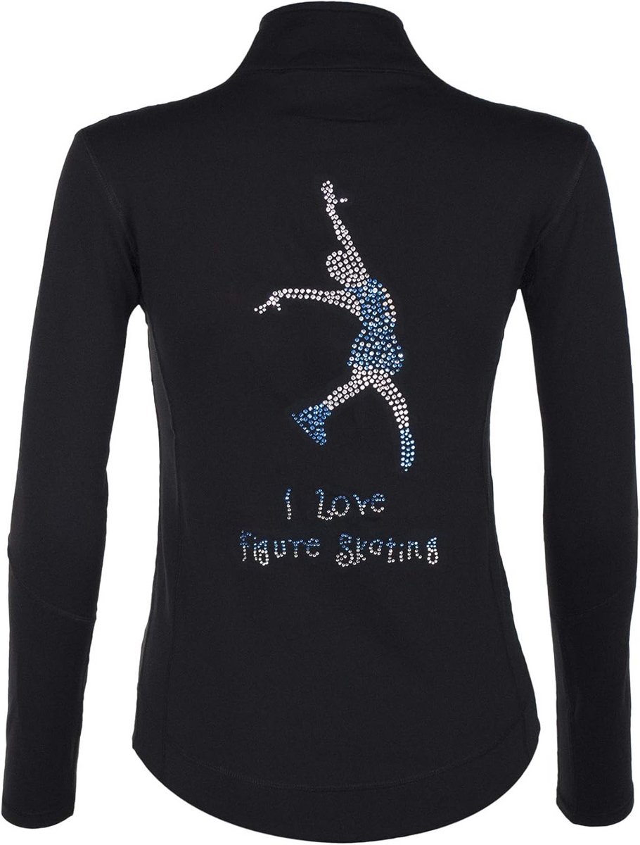 Schaatsjas met strass-accenten en hoge kraag – Geschikt voor kunstschaatsen