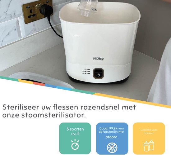 Nûby Flessen Sterilisator Elektrisch - Flessendroger Voor 5 Flessen ...