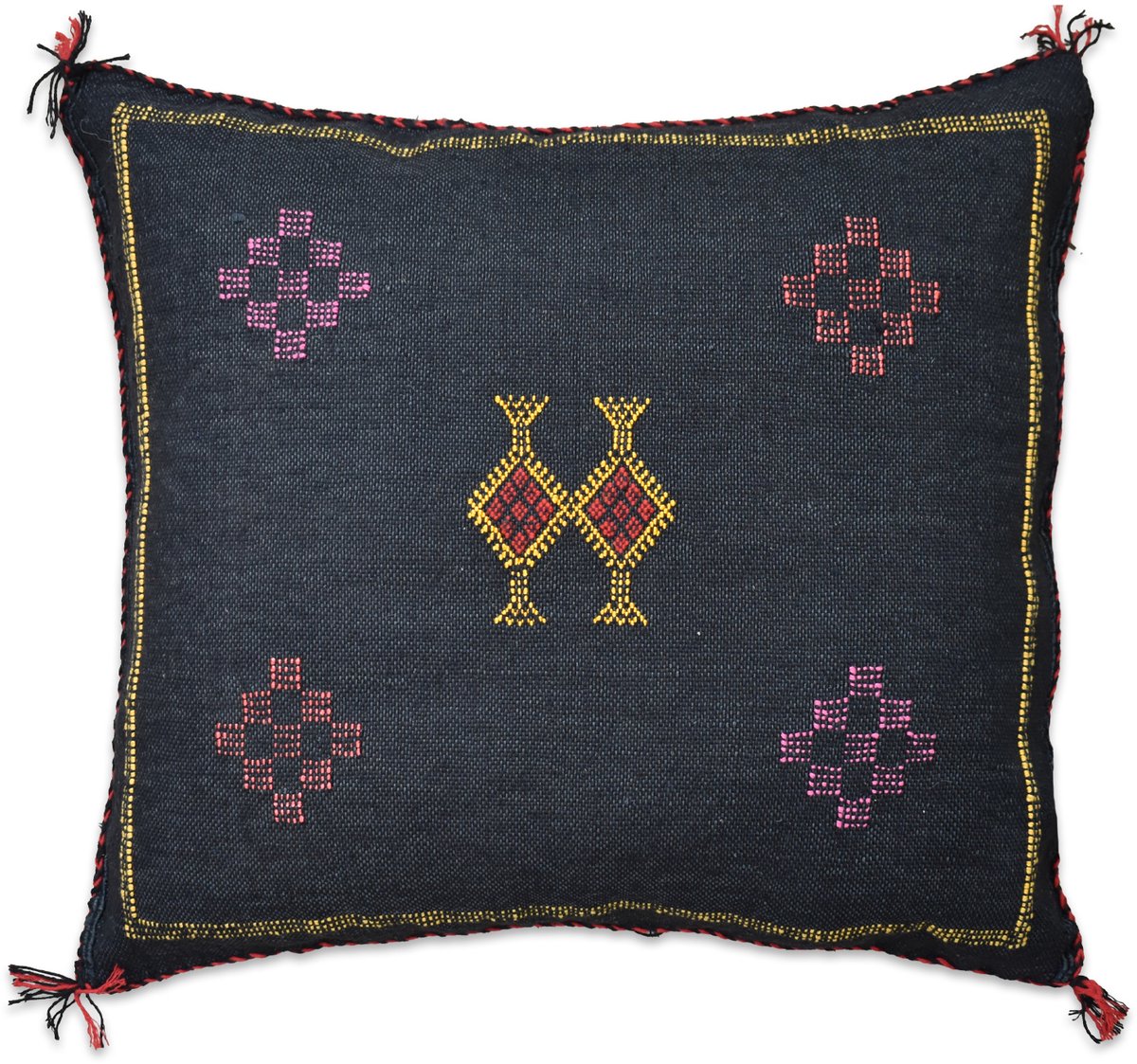 Cactus zijde kussen - zwart - Sabra kussen - Handgemaakt & Uniek Sierkussen - 50 cm x 50 cm SB112