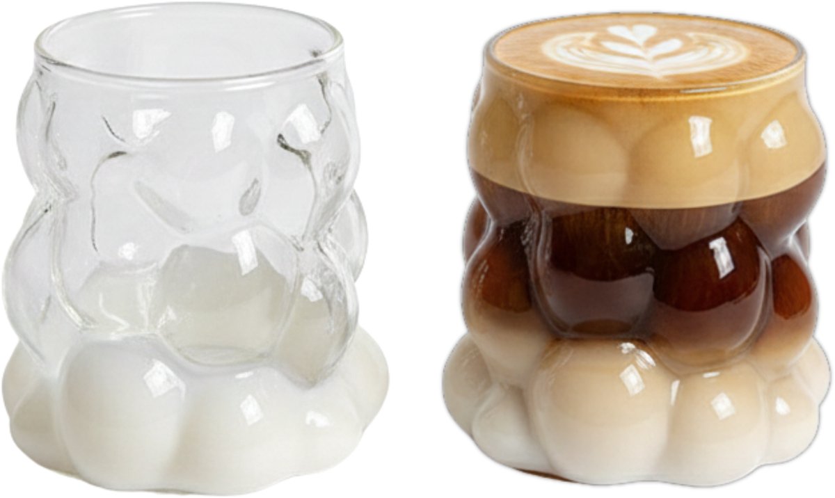Vamora Lumio - Koffieglazen - Thee glazen - Waterglazen - matcha glazen - cappuccino - espresso - Transparant glas - Glazenset - set van 2 stuks - 350ml