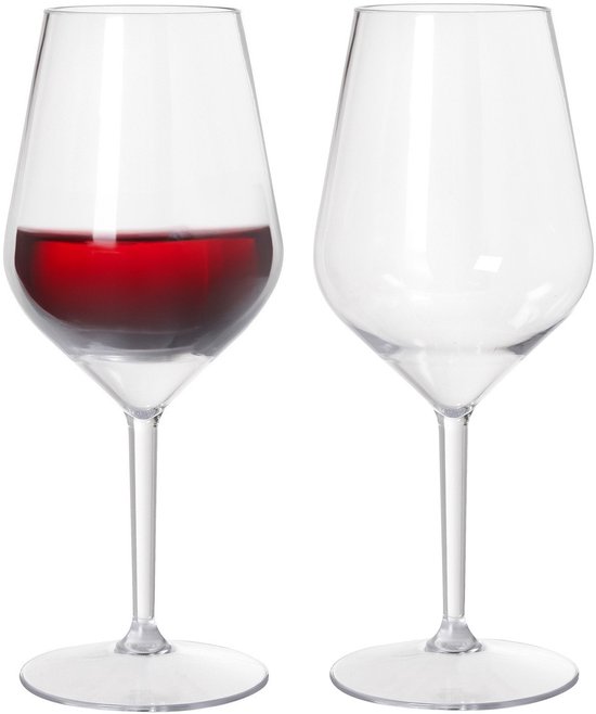 Verre à vin Duni Elegance - 2x - Pour Homme et Femme - Chique - plastique incassable - 400 ml - résistant au lave-vaisselle - verres à vin en plastique