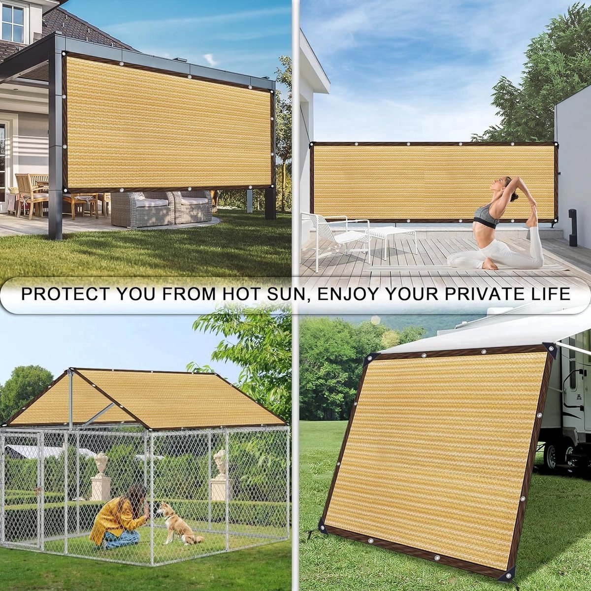 Stunq® Rechthoekig schaduwnet met inslagringen 2x2 meter, ademend, zonwering, net, outdoor, schaduwnet voor balkon, terras, tuin, plantenbescherming, broeikas, kennel, camping