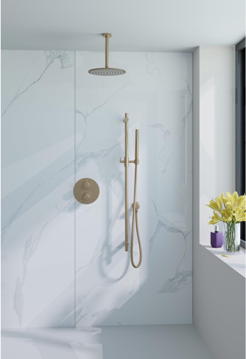 FugaFlow Eccelente Acces Inbouw Regendoucheset - rond - thermostatisch - plafondarm - glij