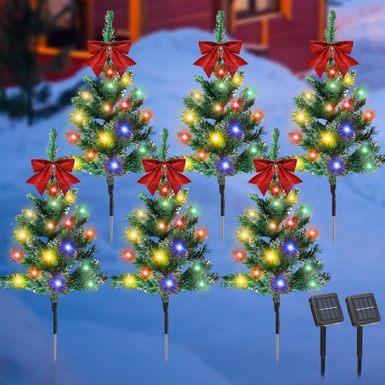 Set of solar Christmas tree garden lights